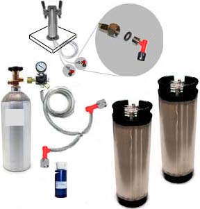 2 Keg Homebrew Freezer CO2 System w/Draft Tower (Pin Lock)